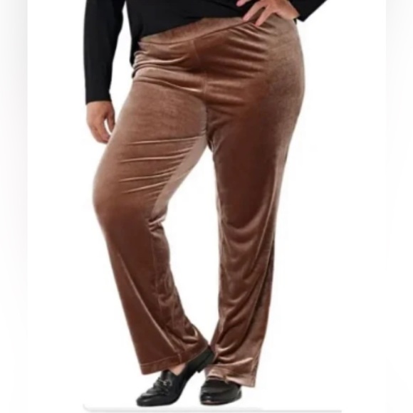 Isaac Mizrahi Live Hickory Brown Crushed Velvet Lounge/Casual Pants XL T… - Picture 1 of 8